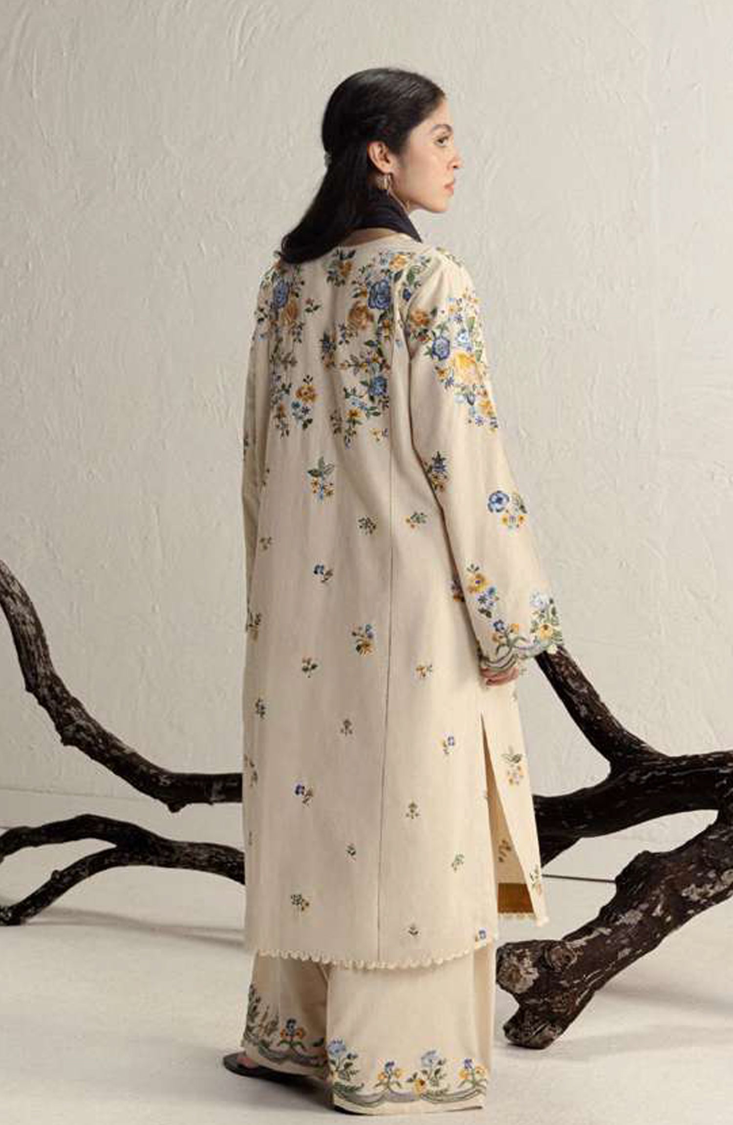 Coco by Zara Shahjahan Embroidered Karandi Unstitched 3 Piece Suit - D-9B - ZS26CW - Skin - Winter Collection