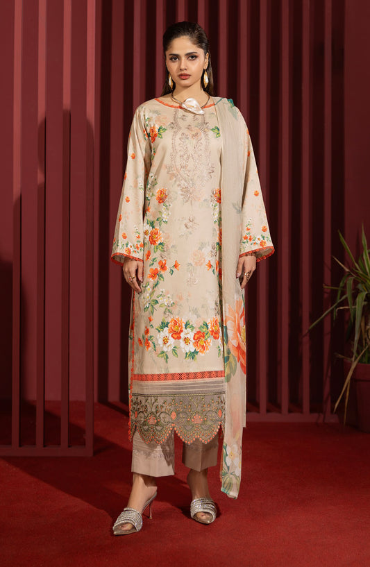 Coco by Panache Embroidered Lawn Unstitched 3 Piece Suit - D-10 - PN26C - Peach - Summer Collection