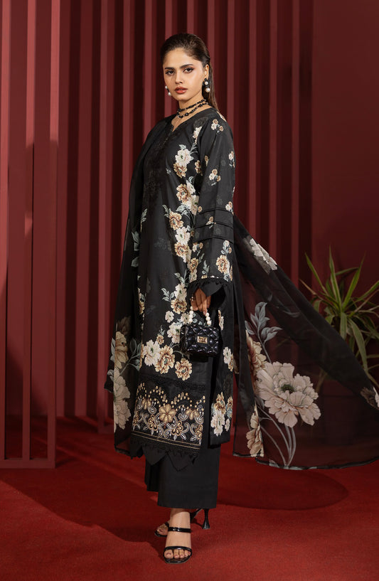 Coco by Panache Embroidered Lawn Unstitched 3 Piece Suit - D-09 - PN26C - Black - Summer Collection