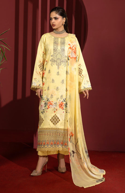 Coco by Panache Embroidered Lawn Unstitched 3 Piece Suit - D-06 - PN26C - Lemon - Summer Collection