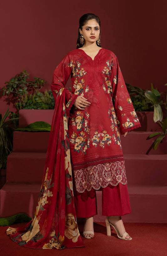 Coco by Panache Embroidered Lawn Unstitched 3 Piece Suit - D-02 - PN26C - Red - Summer Collection