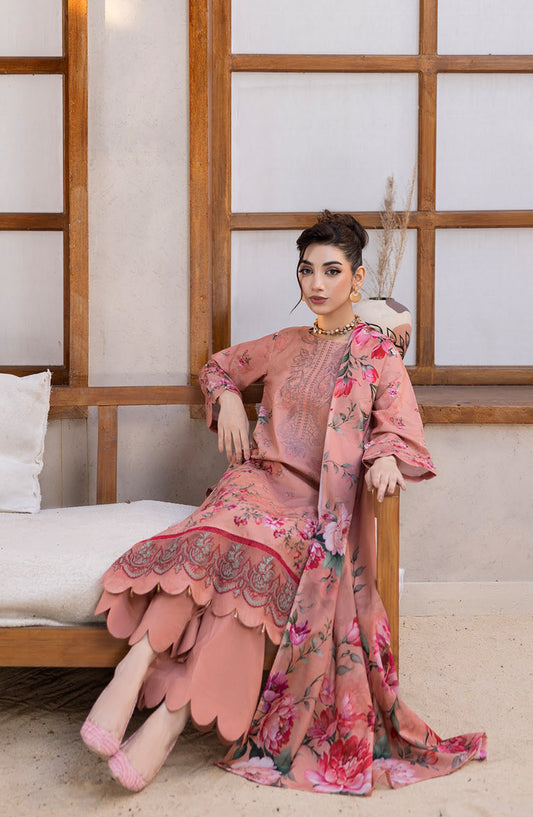 Coco by Panache Embroidered Lawn Unstitched 3 Piece Suit - D-09 - PN26CTW - Peach - Summer Collection