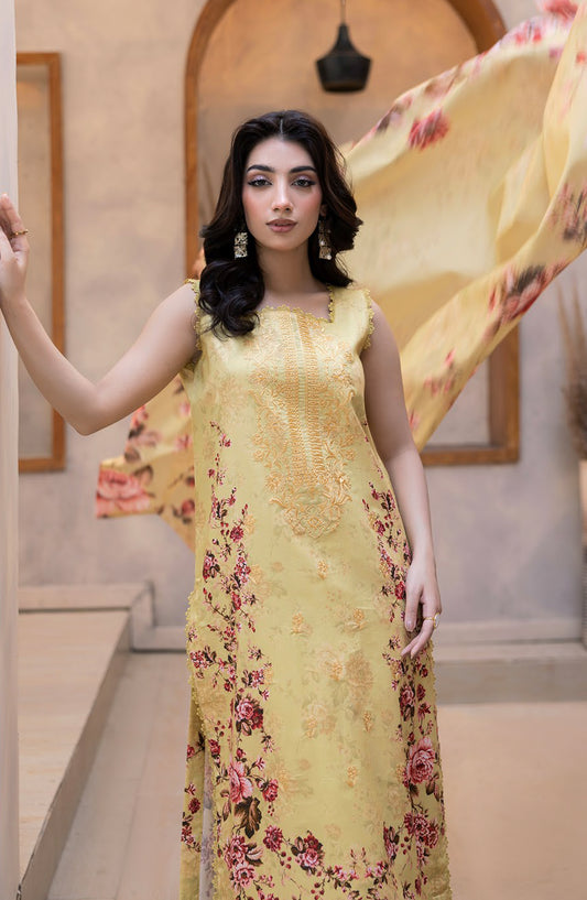 Coco by Panache Embroidered Lawn Unstitched 3 Piece Suit - D-05 - PN26CTW - Yellow - Summer Collection