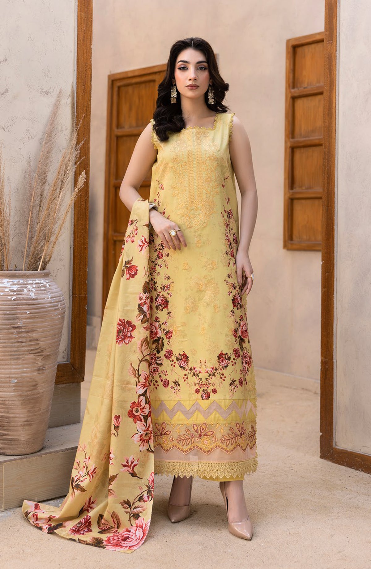 Coco by Panache Embroidered Lawn Unstitched 3 Piece Suit - D-05 - PN26CTW - Yellow - Summer Collection