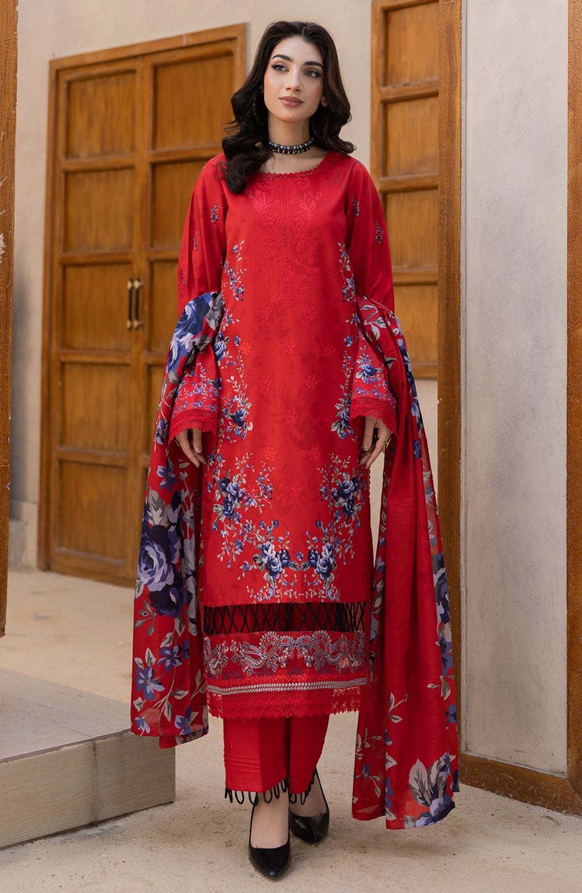 Coco by Panache Embroidered Lawn Unstitched 3 Piece Suit - D-04 - PN26CTW - Red - Summer Collection