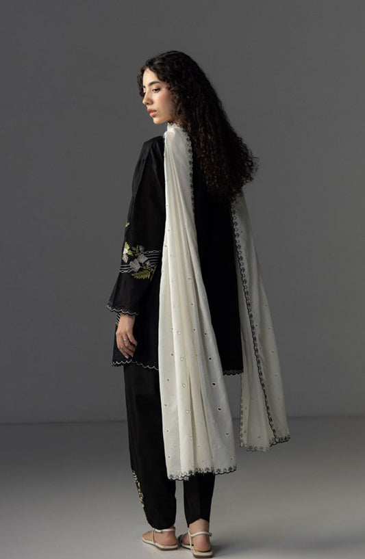 Coco by Zara Shahjahan Embroidered Lawn Unstitched 3 Piece Suit - Evia-9A - ZS26LW - Black - Summer Collection