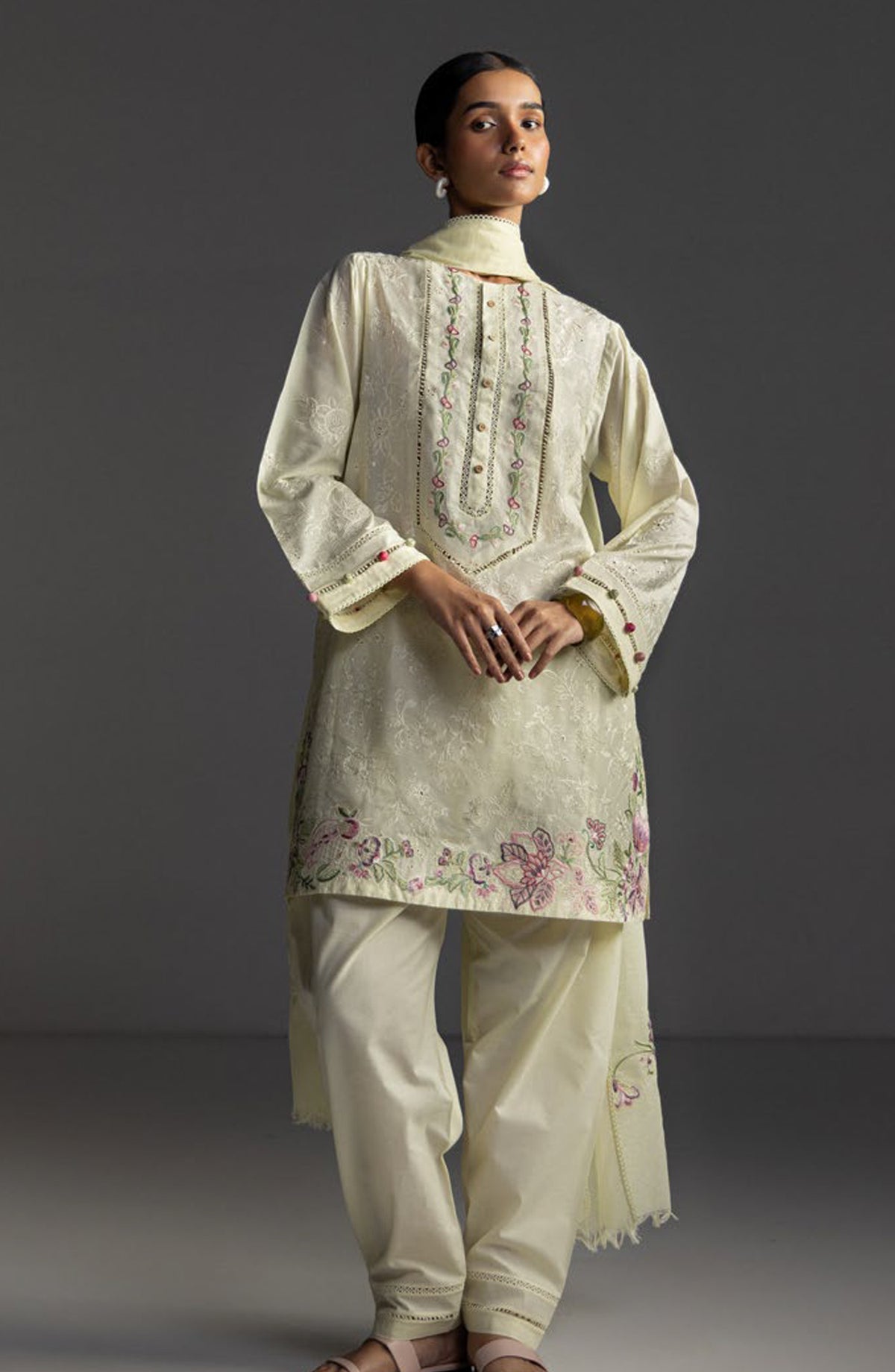 Coco by Zara Shahjahan Embroidered Lawn Unstitched 3 Piece Suit - Liora-8B - ZS26LW - Lemon - Summer Collection