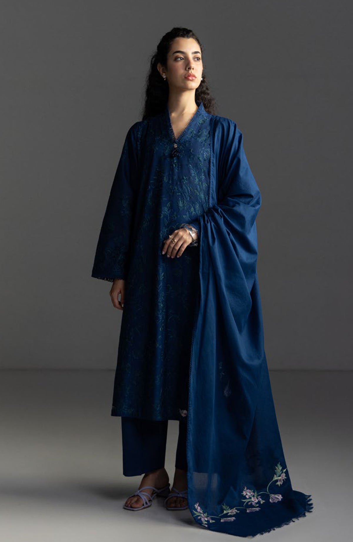 Coco by Zara Shahjahan Embroidered Lawn Unstitched 3 Piece Suit - Liora-8A - ZS26LW - Blue - Summer Collection