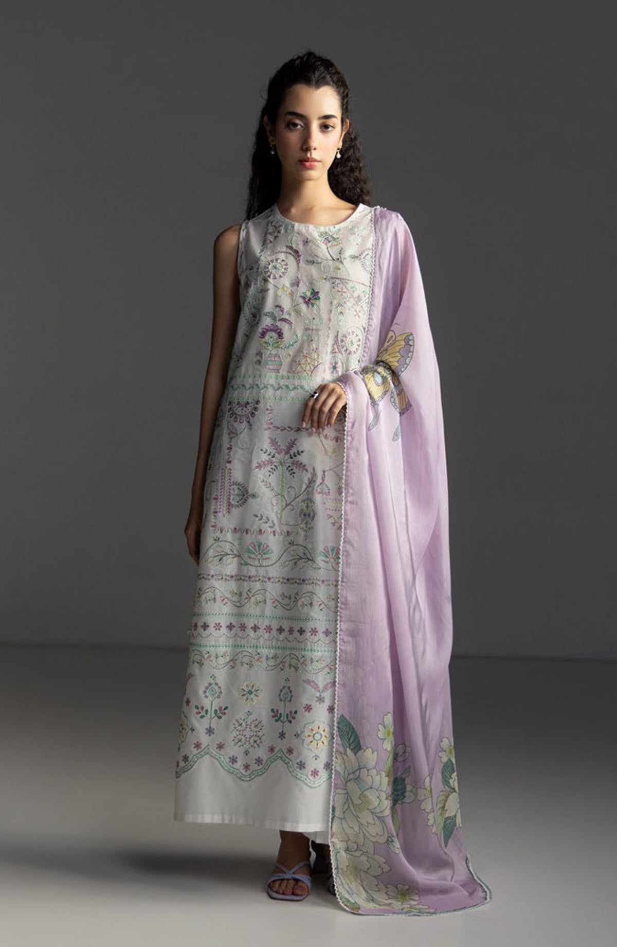 Coco by Zara Shahjahan Embroidered Lawn Unstitched 3 Piece Suit - Veya-7A - ZS26LW - Purple - Summer Collection