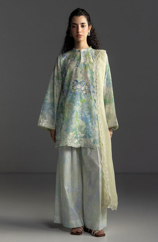 Coco by Zara Shahjahan Embroidered Lawn Unstitched 3 Piece Suit - Aira-6A - ZS26LW - Blue - Summer Collection