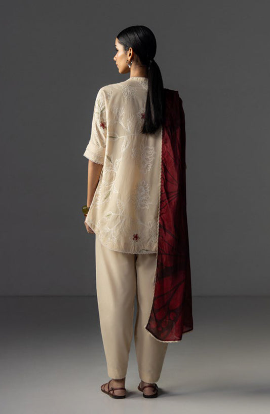 Coco by Zara Shahjahan Embroidered Lawn Unstitched 3 Piece Suit - Isla-4A - ZS26LW - Fawn - Summer Collection