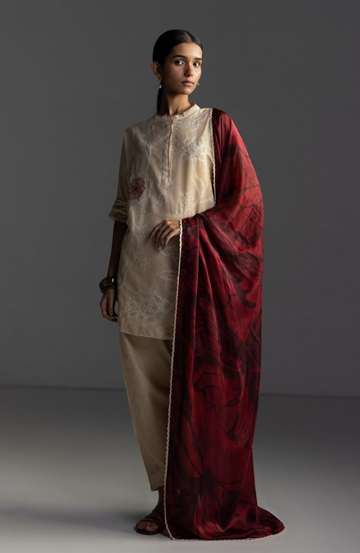 Coco by Zara Shahjahan Embroidered Lawn Unstitched 3 Piece Suit - Isla-4A - ZS26LW - Fawn - Summer Collection