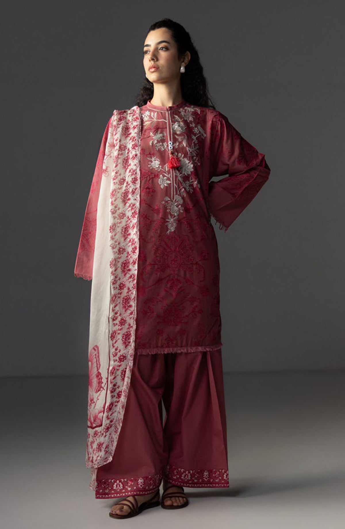 Coco by Zara Shahjahan Embroidered Lawn Unstitched 3 Piece Suit - Aviona-3B - ZS26LW - Pink - Summer Collection