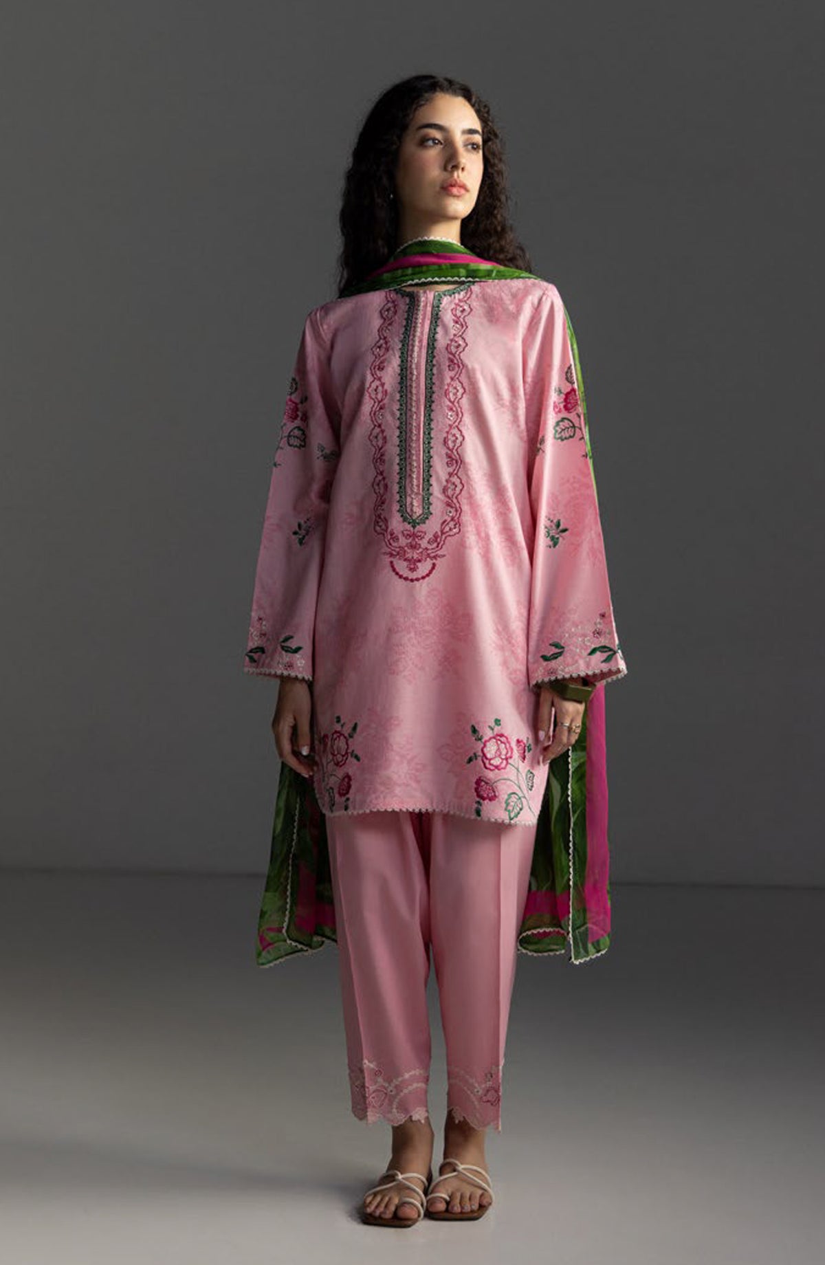Coco by Zara Shahjahan Embroidered Lawn Unstitched 3 Piece Suit - Miro-2A - ZS26LW - Pink - Summer Collection