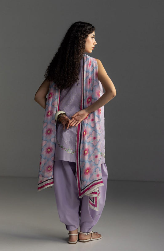 Coco by Zara Shahjahan Embroidered Lawn Unstitched 3 Piece Suit - Rivae-1A - ZS26LW - Purple - Summer Collection