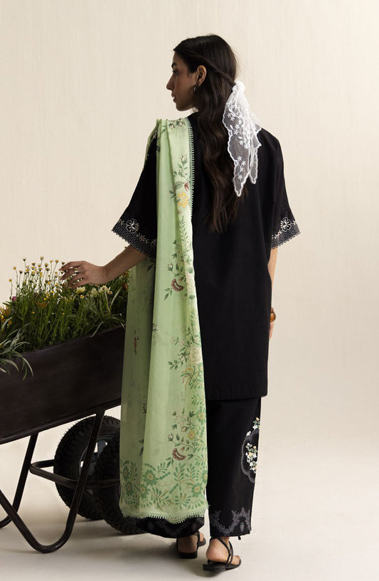 Coco by Zara Shahjahan Embroidered Lawn Unstitched 3 Piece Suit - 10A - ZS26CCO - Black - Summer Collection