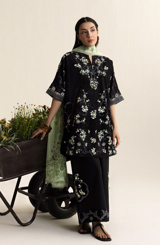 Coco by Zara Shahjahan Embroidered Lawn Unstitched 3 Piece Suit - 10A - ZS26CCO - Black - Summer Collection