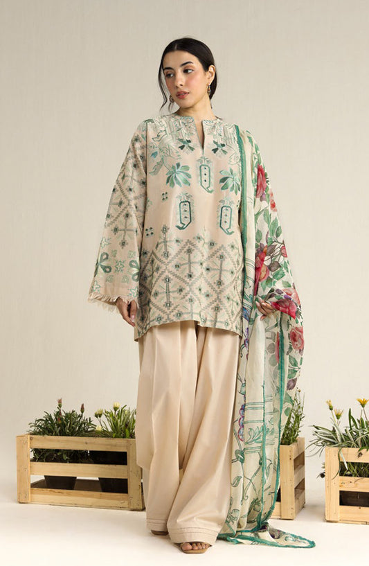 Coco by Zara Shahjahan Embroidered Lawn Unstitched 3 Piece Suit - 9B - ZS26CCO - Peach - Summer Collection