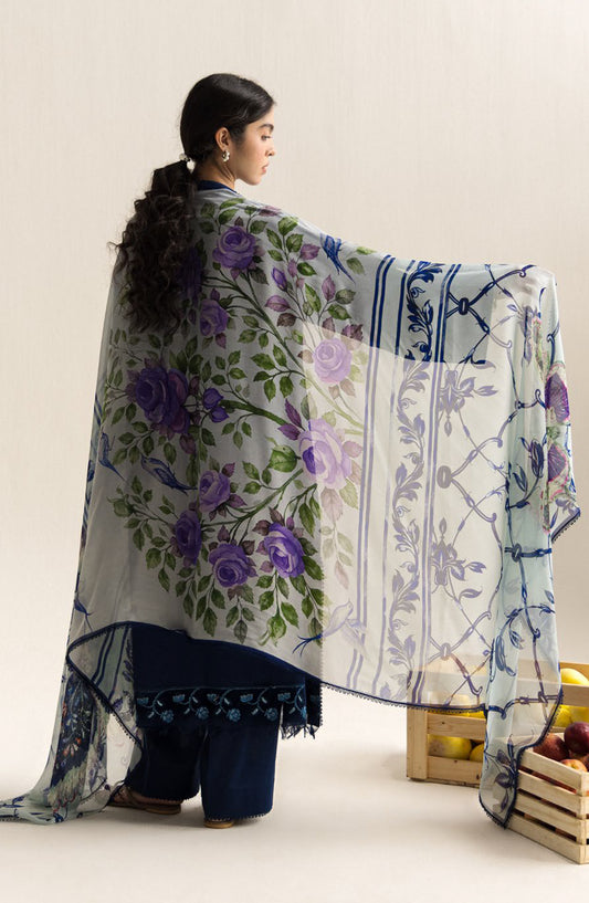 Coco by Zara Shahjahan Embroidered Lawn Unstitched 3 Piece Suit - 9A - ZS26CCO - Blue - Summer Collection