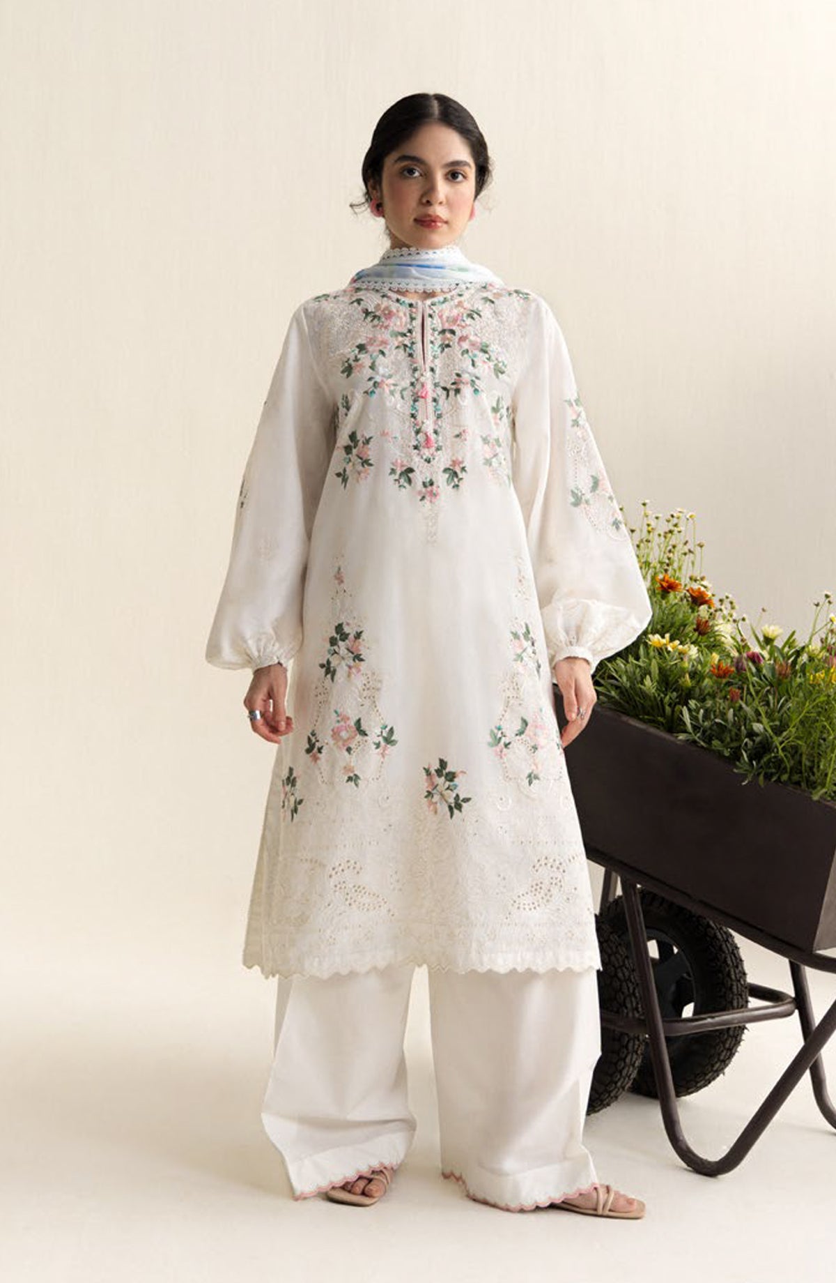 Coco by Zara Shahjahan Embroidered Lawn Unstitched 3 Piece Suit - 7A - ZS26CCO - White - Summer Collection