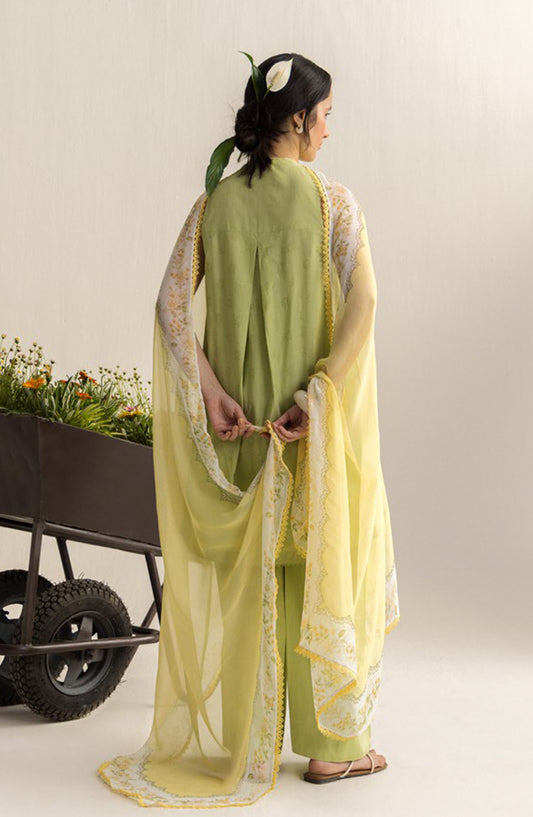 Coco by Zara Shahjahan Embroidered Lawn Unstitched 3 Piece Suit - 6B - ZS26CCO - Green - Summer Collection