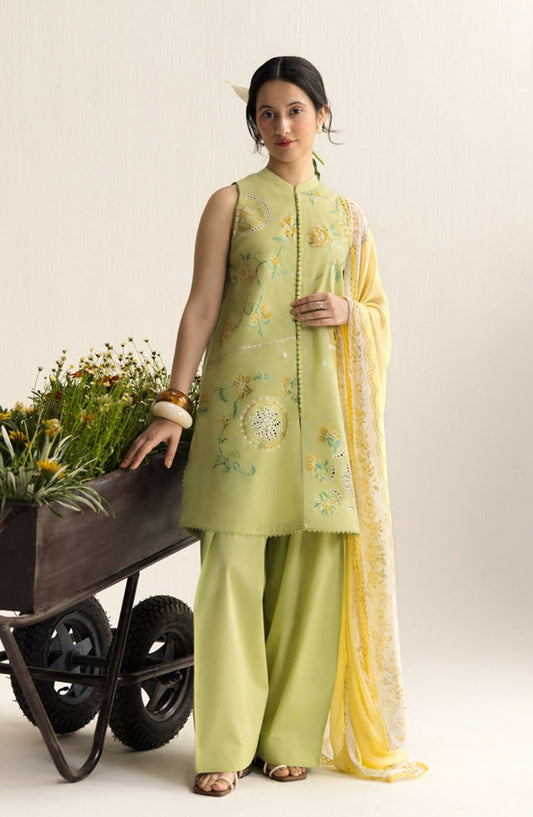 Coco by Zara Shahjahan Embroidered Lawn Unstitched 3 Piece Suit - 6B - ZS26CCO - Green - Summer Collection