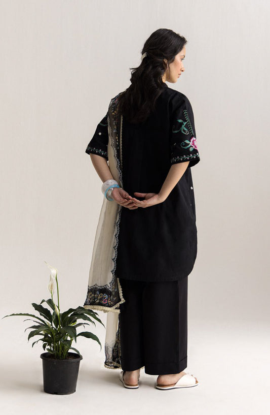 Coco by Zara Shahjahan Embroidered Lawn Unstitched 3 Piece Suit - 6A - ZS26CCO - Black - Summer Collection