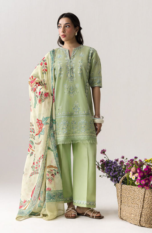 Coco by Zara Shahjahan Embroidered Lawn Unstitched 3 Piece Suit - 5B - ZS26CCO - Green - Summer Collection