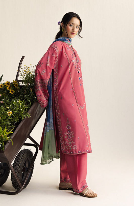 Coco by Zara Shahjahan Embroidered Lawn Unstitched 3 Piece Suit - 5A - ZS26CCO - Pink - Summer Collection