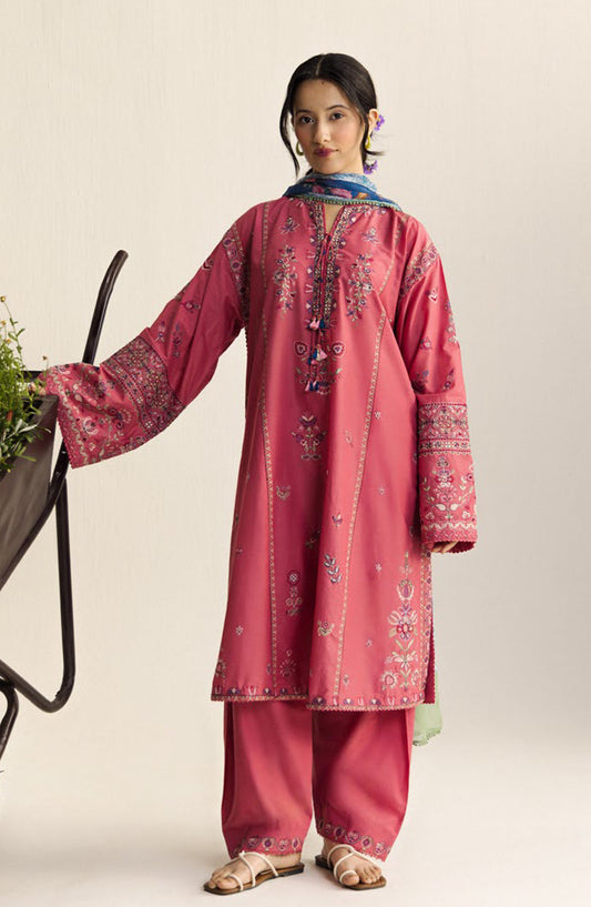 Coco by Zara Shahjahan Embroidered Lawn Unstitched 3 Piece Suit - 5A - ZS26CCO - Pink - Summer Collection