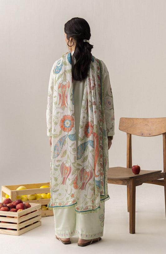 Coco by Zara Shahjahan Embroidered Lawn Unstitched 3 Piece Suit - 4B - ZS26CCO - Off White - Summer Collection