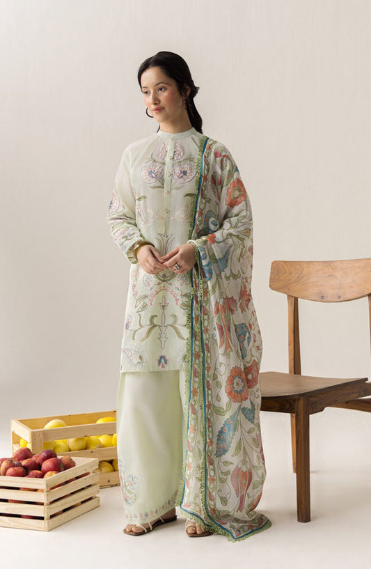 Coco by Zara Shahjahan Embroidered Lawn Unstitched 3 Piece Suit - 4B - ZS26CCO - Off White - Summer Collection