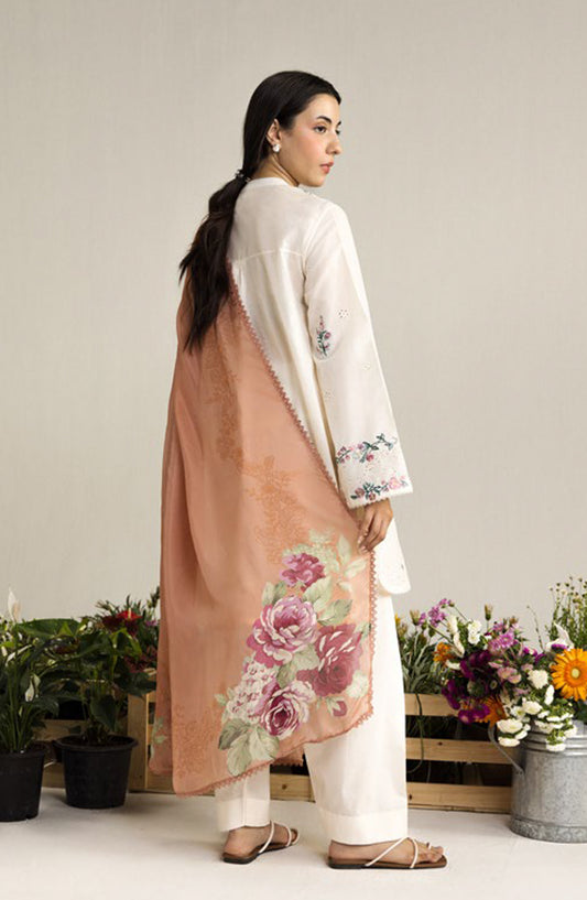 Coco by Zara Shahjahan Embroidered Lawn Unstitched 3 Piece Suit - 3A - ZS26CCO - White - Summer Collection