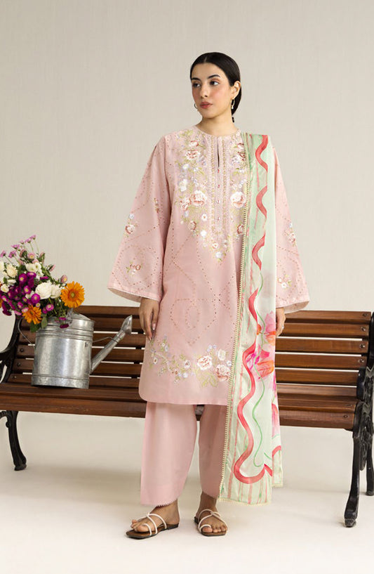 Coco by Zara Shahjahan Embroidered Lawn Unstitched 3 Piece Suit - 2B - ZS26CCO - Pink - Summer Collection