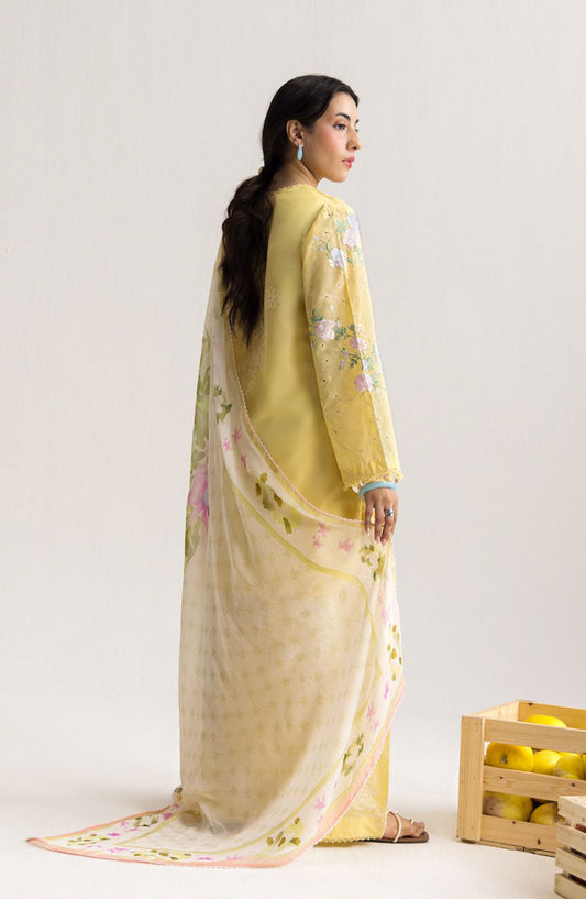 Coco by Zara Shahjahan Embroidered Lawn Unstitched 3 Piece Suit - 1B - ZS26CCO - Yellow - Summer Collection
