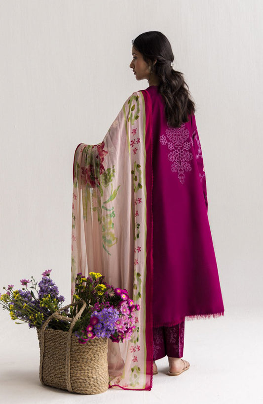 Coco by Zara Shahjahan Embroidered Lawn Unstitched 3 Piece Suit - 1A - ZS26CCO - Pink - Summer Collection