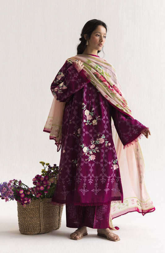 Coco by Zara Shahjahan Embroidered Lawn Unstitched 3 Piece Suit - 1A - ZS26CCO - Pink - Summer Collection