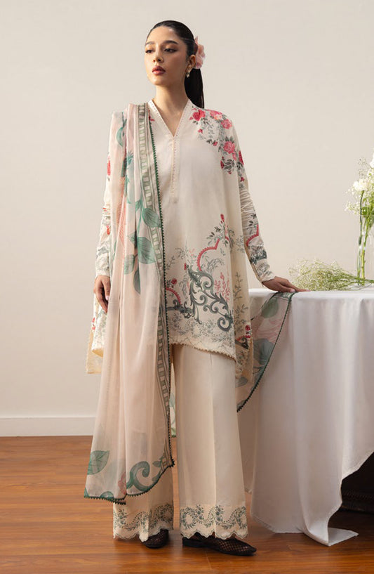 Coco by Zara Shahjahan Printed Lawn Unstitched 3 Piece Suit - 9B - ZS26PRTS - Off White - Summer Collection
