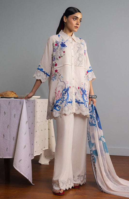 Coco by Zara Shahjahan Printed Lawn Unstitched 3 Piece Suit - 9A - ZS26PRTS - White - Summer Collection
