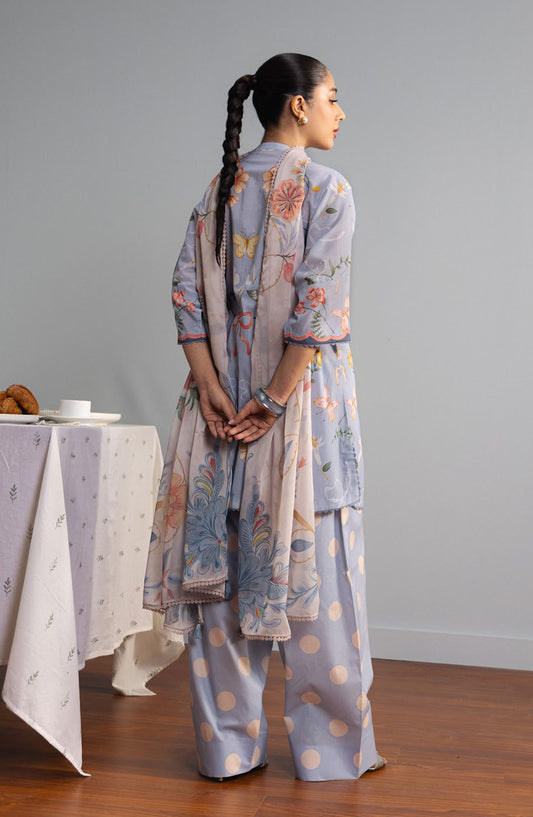 Coco by Zara Shahjahan Printed Lawn Unstitched 3 Piece Suit - 8B - ZS26PRTS - Blue - Summer Collection