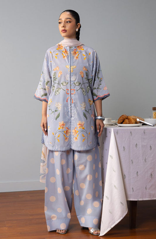 Coco by Zara Shahjahan Printed Lawn Unstitched 3 Piece Suit - 8B - ZS26PRTS - Blue - Summer Collection