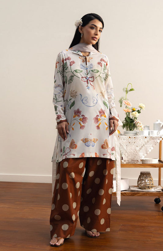 Coco by Zara Shahjahan Printed Lawn Unstitched 3 Piece Suit - 8A - ZS26PRTS - White - Summer Collection