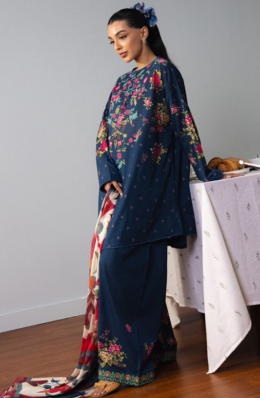 Coco by Zara Shahjahan Printed Lawn Unstitched 3 Piece Suit - 6B - ZS26PRTS - Blue - Summer Collection