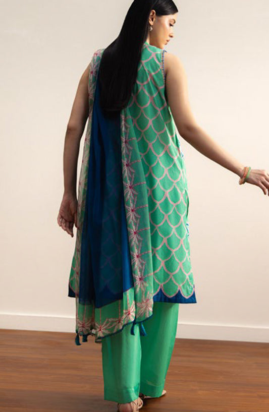 Coco by Zara Shahjahan Printed Lawn Unstitched 3 Piece Suit - 5A - ZS26PRTS - Green - Summer Collection