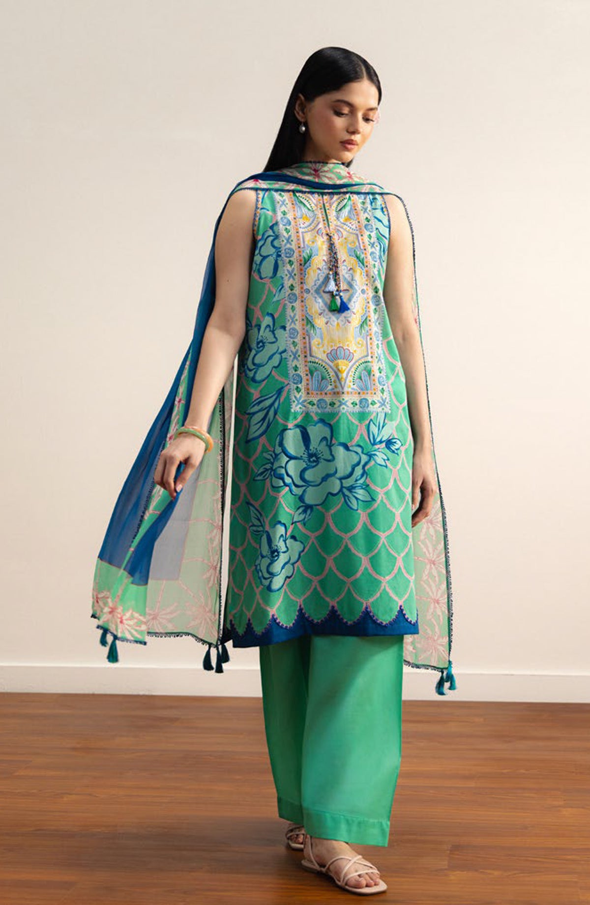 Coco by Zara Shahjahan Printed Lawn Unstitched 3 Piece Suit - 5A - ZS26PRTS - Green - Summer Collection