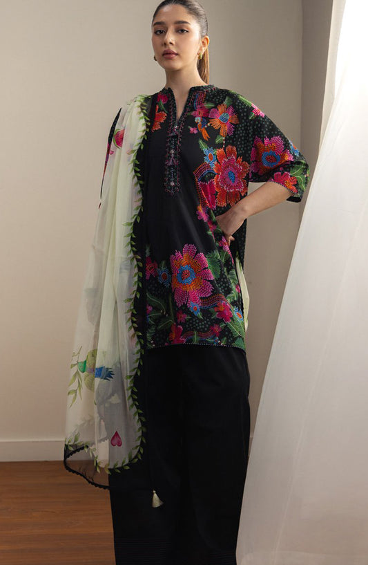 Coco by Zara Shahjahan Printed Lawn Unstitched 3 Piece Suit - 2A - ZS26PRTS - Black - Summer Collection