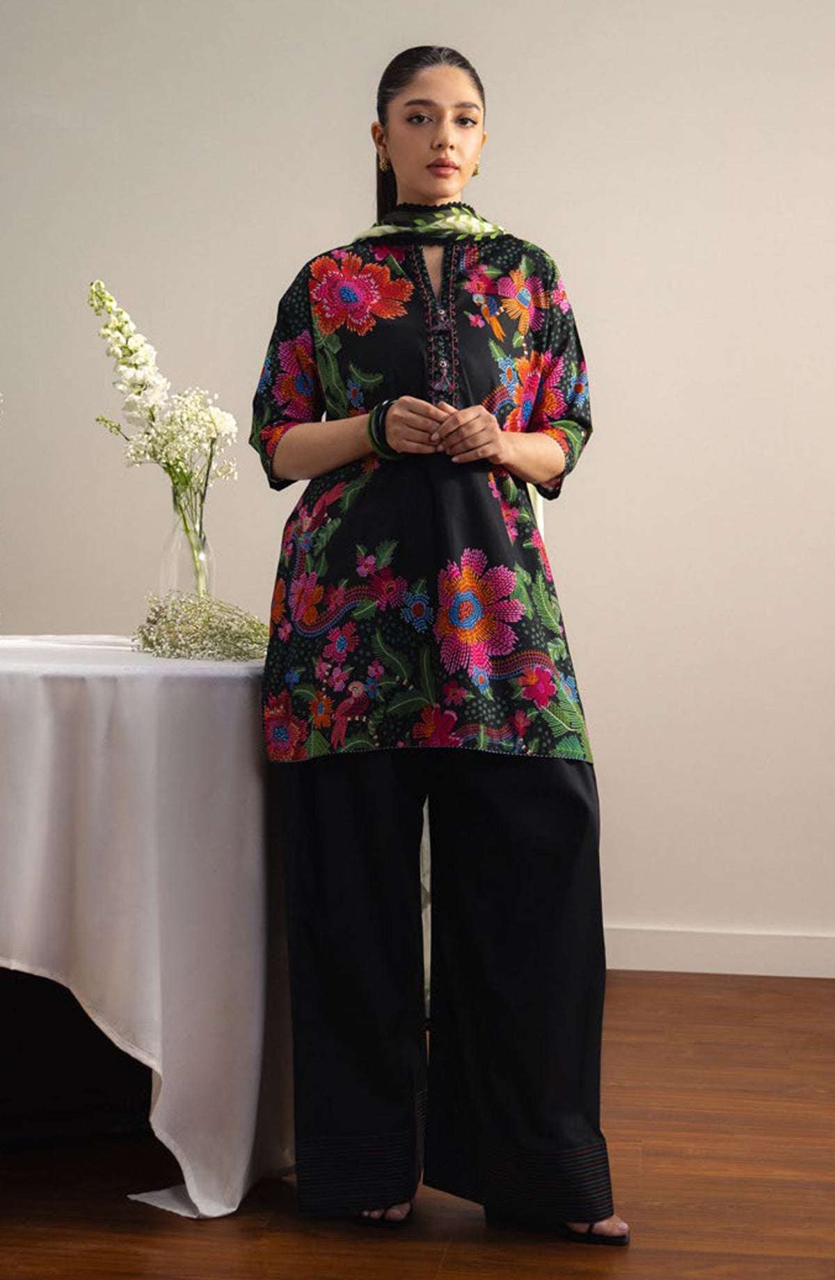 Coco by Zara Shahjahan Printed Lawn Unstitched 3 Piece Suit - 2A - ZS26PRTS - Black - Summer Collection