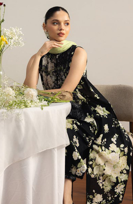 Coco by Zara Shahjahan Printed Lawn Unstitched 3 Piece Suit - 1B - ZS26PRTS - Black - Summer Collection