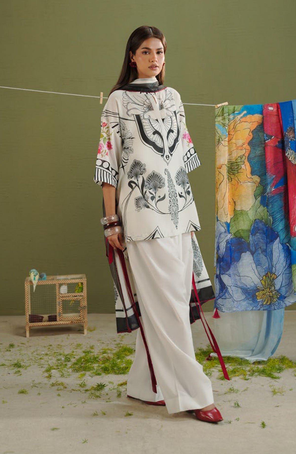 Coco by Zara Shahjahan Printed Lawn Unstitched 3 Piece Suit - D-10A - ZS26PR - White - Summer Collection