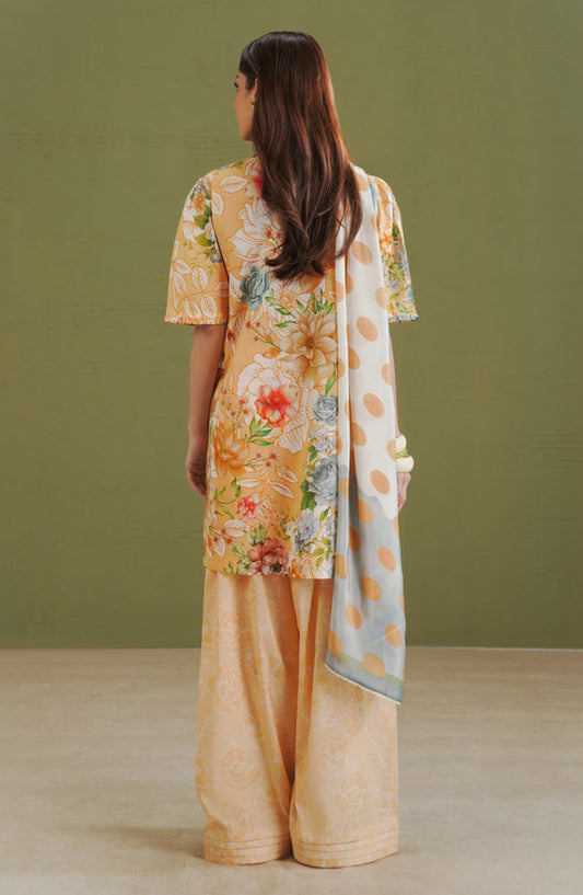 Coco by Zara Shahjahan Printed Lawn Unstitched 3 Piece Suit - D-9B - ZS26PR - Yellow - Summer Collection